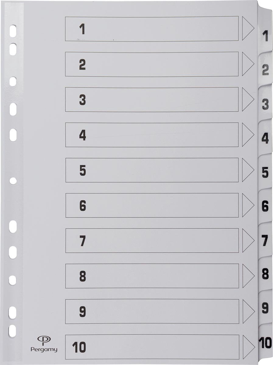 Pergamie-Registerkarten mit Registerblatt | ft a4 | 11-Loch-Lochung | Pappe | Sätze 1-10