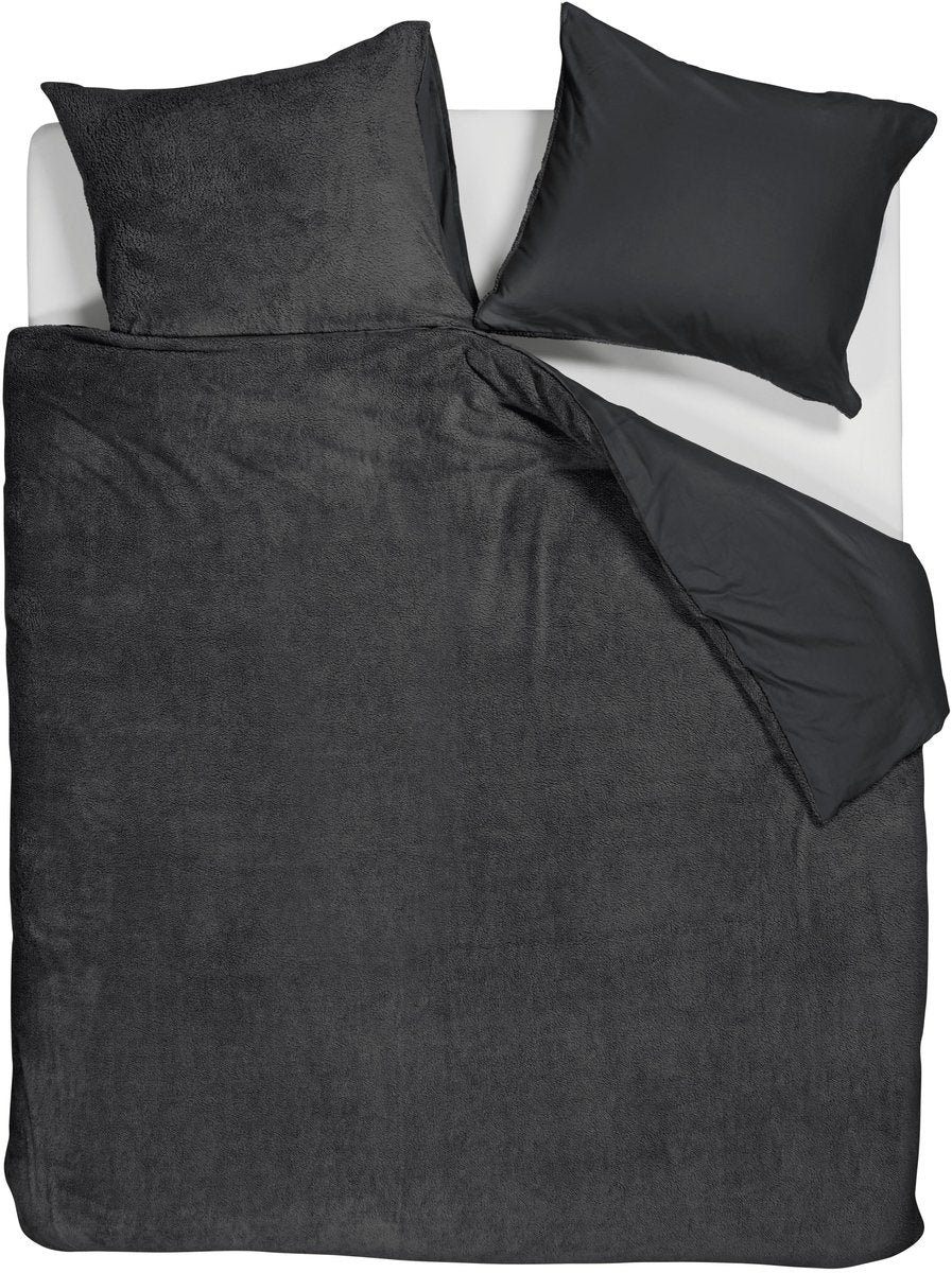 Ambiante plush teddy dekbedovertrek - lit jumeaux - 240x200 220 - antraciet