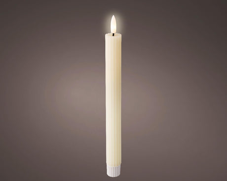 Lumineo Tafelkerze LED gerippt 24cm creme 2 Stk.
