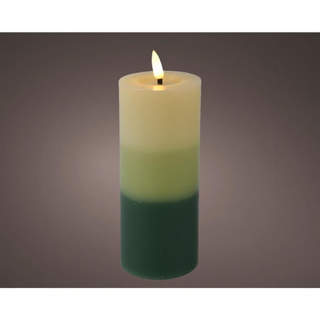 Lumineo LED-Kerze mit Flammeneffekt, Farbverlauf, 11 cm, grün