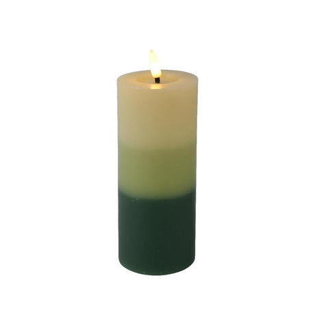 Lumineo LED-Kerze mit Flammeneffekt, Farbverlauf, 15 cm, grün