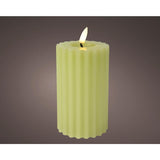Lumineo LED-Kerze mit Flammeneffekt, gerippt, H12,3 cm, grün
