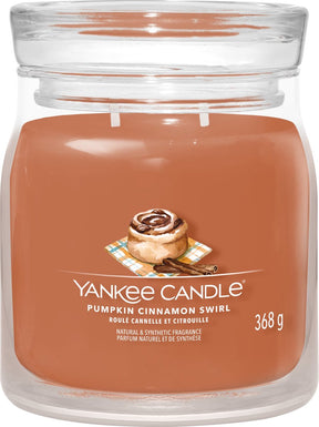 Yankee candle - pumpkin cinnamon swirl medium geurkaars - 50 branduren - 2 lonten