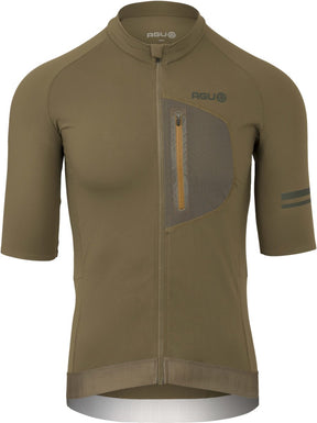 Agu gravel fietsshirt heren korte mouwen - stone moss - stretch in vier richtingen - vier achterzakken - borstzakje met rits