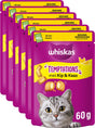 Whiskas Katzensnacks – Versuchungen Leckereien – Huhn und Käse – 6 x 60 g