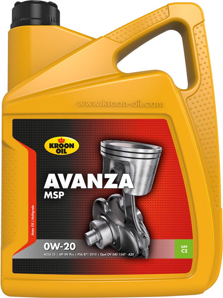 Kroon-oil avanza msp 0w-20 - brandstofbesparende motorolie - 5 liter - synthetisch