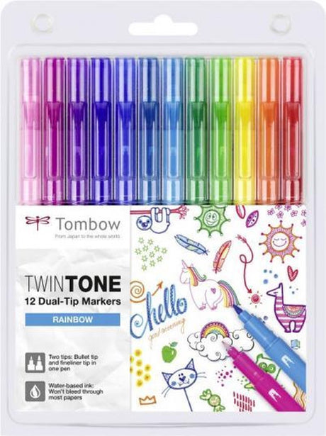 Tombow • Twintone Dual-Tip Marker-Set Regenbogenfarben 12tlg