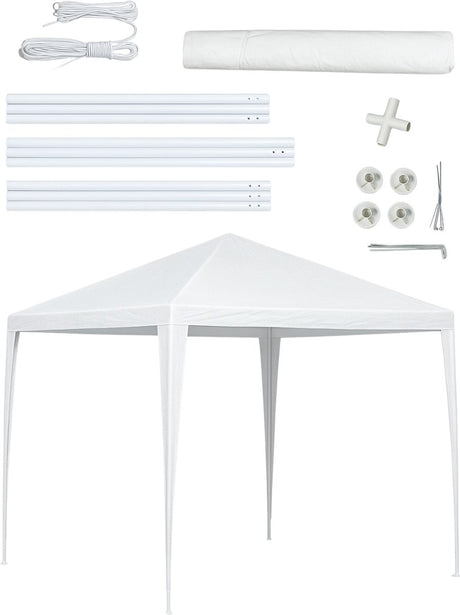 Kinzo Partyzelt 3x3 Meter – wasserdichter Pavillon und Partyzelt für Garten oder Terrasse – Partyzelt inkl. Heringe und Abspannseile – Firsthöhe 2,5 m – Kunststoff – weiß