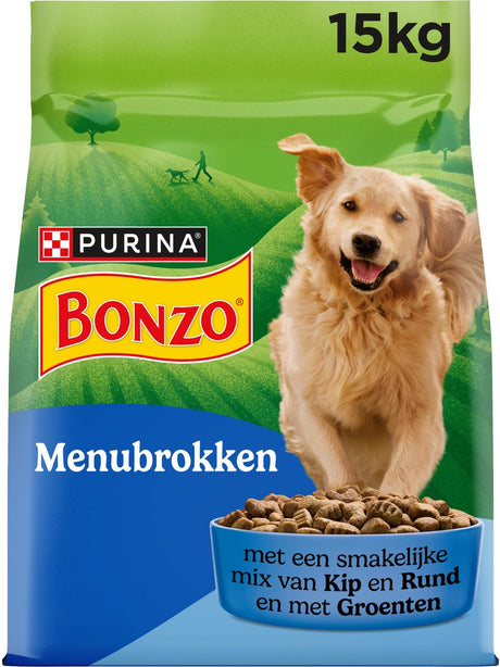 Bonzo Menu Chunks Adult – Trockenfutter für Hunde – Hühnergemüse – 15 kg