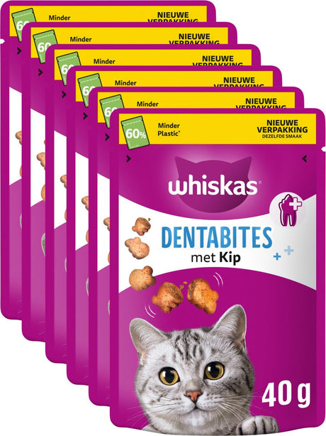 Whiskas Zahnsnacks – Katzensnacks – Huhn – 6 x 40 g