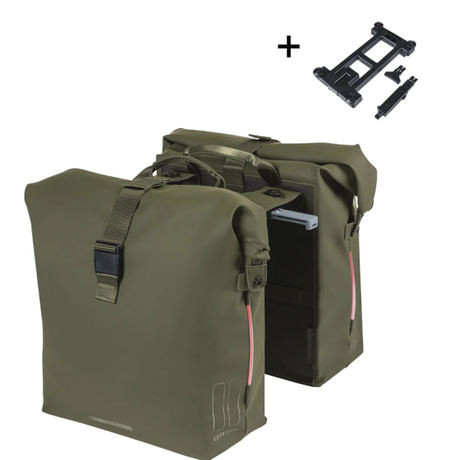 Basil Doppelte Fahrradtasche Soho Nordlicht Mik 41 Liter 15 x 31 x 38 cm – Moosgrün