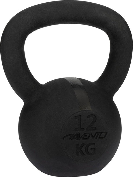 Avento kettlebell - 12 kg - gietijzer - zwart