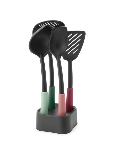 Brabantia Tasty+ Küchenutensilien-Set mit Halter – 4-teilig – verschiedene Farben
