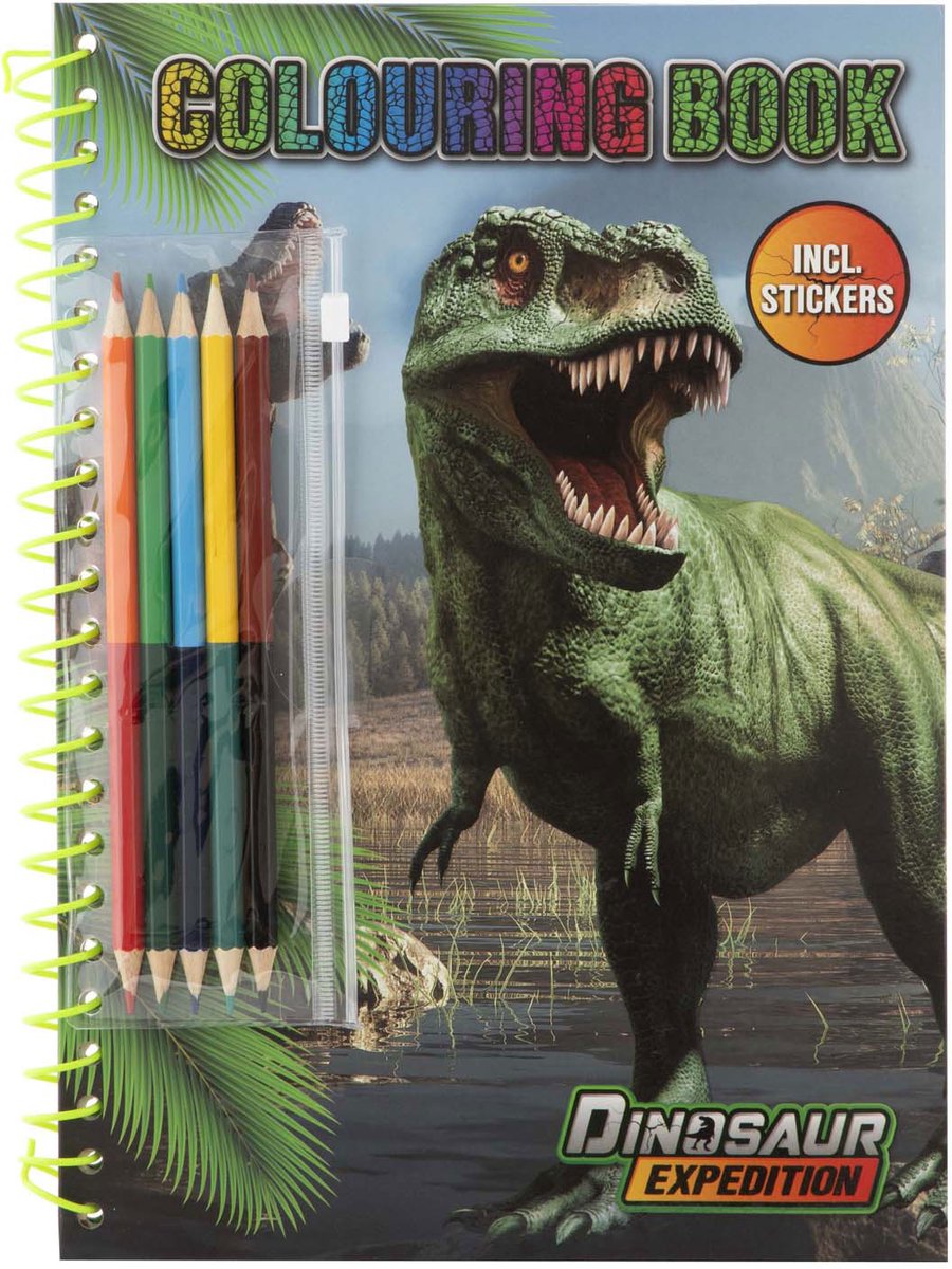 Kreatives Bastelgruppen-Dino-Malbuch mit Bleistiften