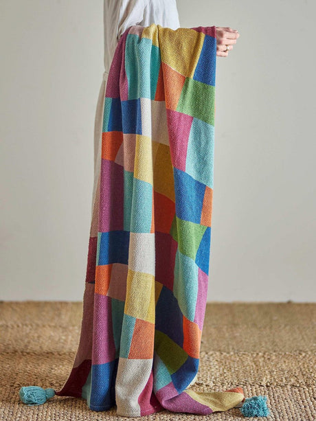 Bloomingville - colorine plaid gerecycled katoen - meerkleurig - 130x160cm
