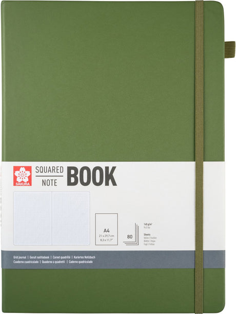 Sakura kariertes Hardcover-Notizbuch, A4, Kiefernnadel