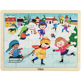 Viga Jahreszeiten Holzpuzzle, Die Jahreszeiten, Winter, Größe 30x22,5 cm, 24 Teile, 1 Stück