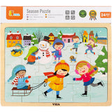 Viga Jahreszeiten Holzpuzzle, Die Jahreszeiten, Winter, Größe 30x22,5 cm, 24 Teile, 1 Stück