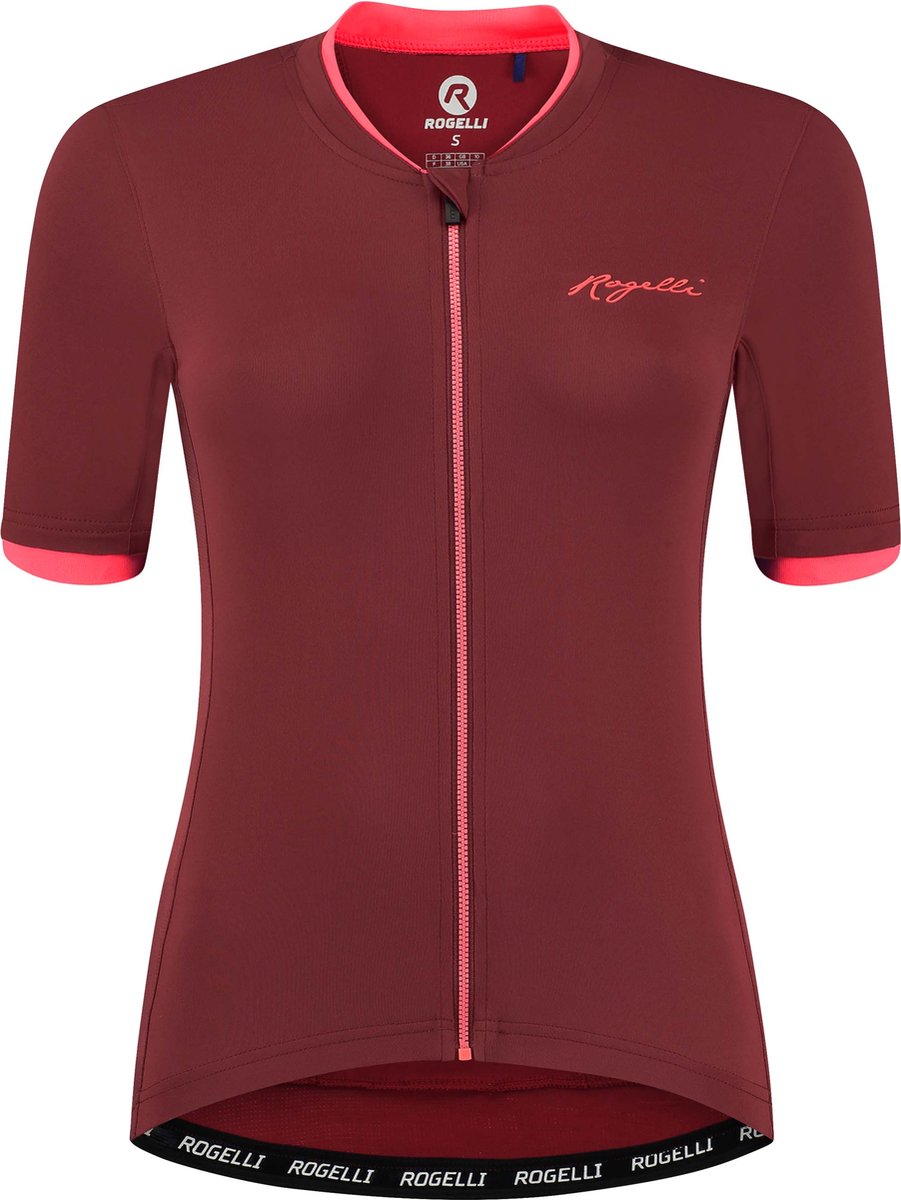 Rogelli essential fietsshirt - korte mouwen - dames - bordeaux, coral - maat xl