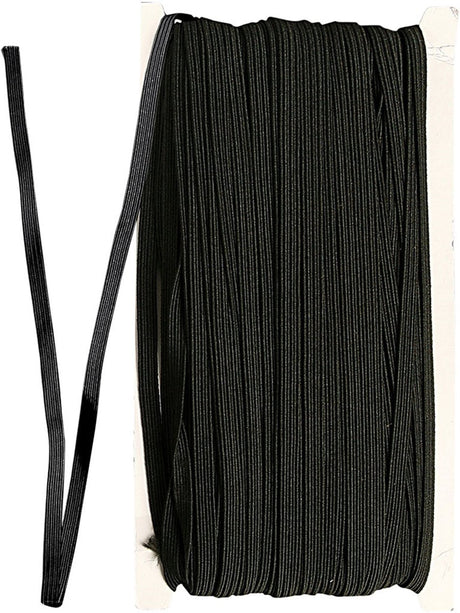 Creativ Company Creotime Elastikkordel flach, B: 6 mm, schwarz, 50 m