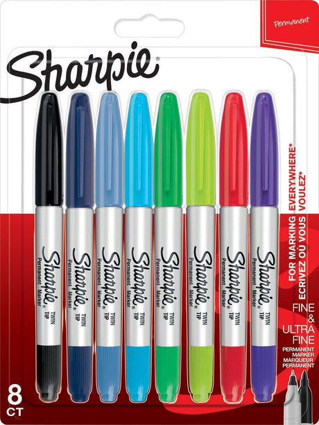 Sharpie Permanentmarker mit zwei verschiedenen Spitzen | feine und ultrafeine Spitze | verschiedene Farben | 8 Stück