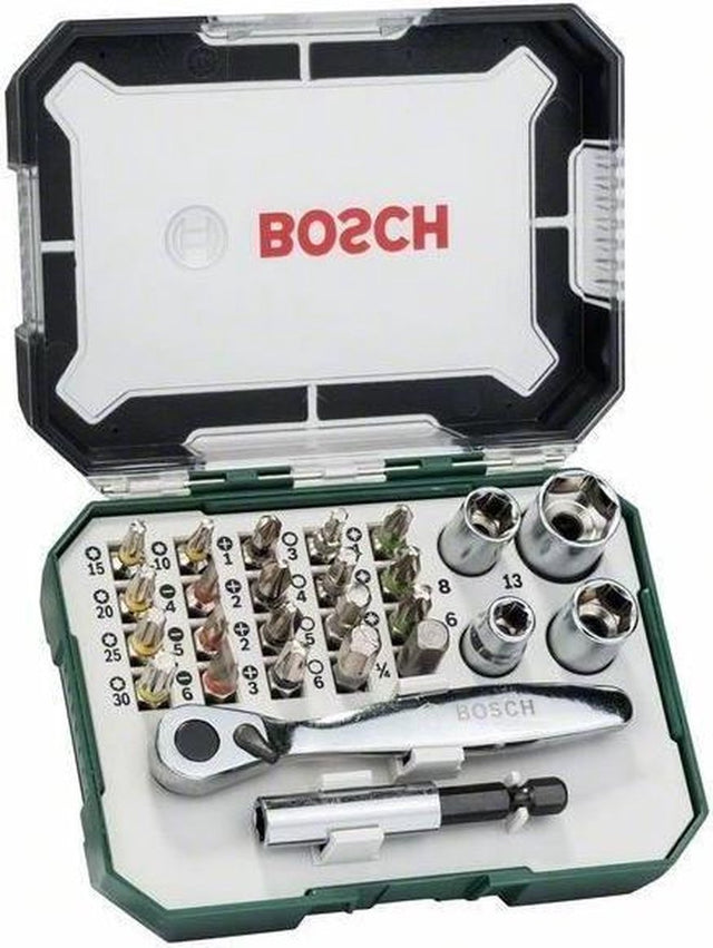 Bosch Zubehör 26-teiliges Schraubendreher-Bit- und Ratschen-Set mit Farbcodierung – 2607017322