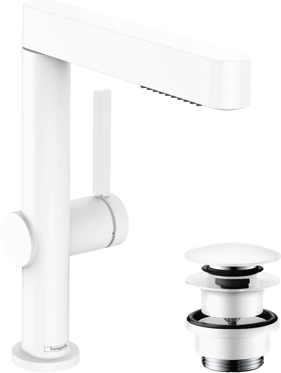 Hansgrohe Finoris – Waschtisch – mit Stecker – 230 mm – ausziehbare Dusche – 2 Seitenfunktionen – matt weiß