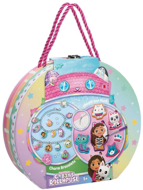 Totum gabby's poppenhuis 2-in-1 knutselkoffer - armbandjes maken - gipsfiguren gieten en schilderen - herbruikbaar - speelgoed kinderen - knutselen - voor meisjes en jongens - vanaf 5 jaar -