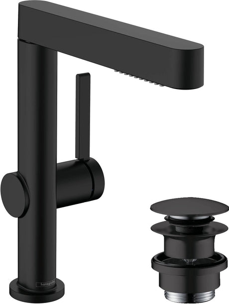 Hansgrohe finoris – Waschtischarmatur – mit Ablaufstopfen – 230 mm – ausziehbare Handbrause – 2 Strahlfunktionen – mattschwarz