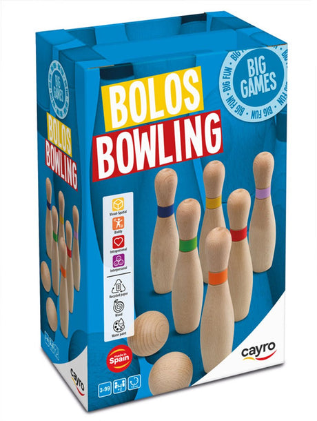 Cayro bowling - klassiek miniatuur kegelspel van hout in retro verpakking - 6 houten kegels en 2 houten ballen - geschikt binnen en buiten - 1-8 spelers - vanaf 3 jaar - collection