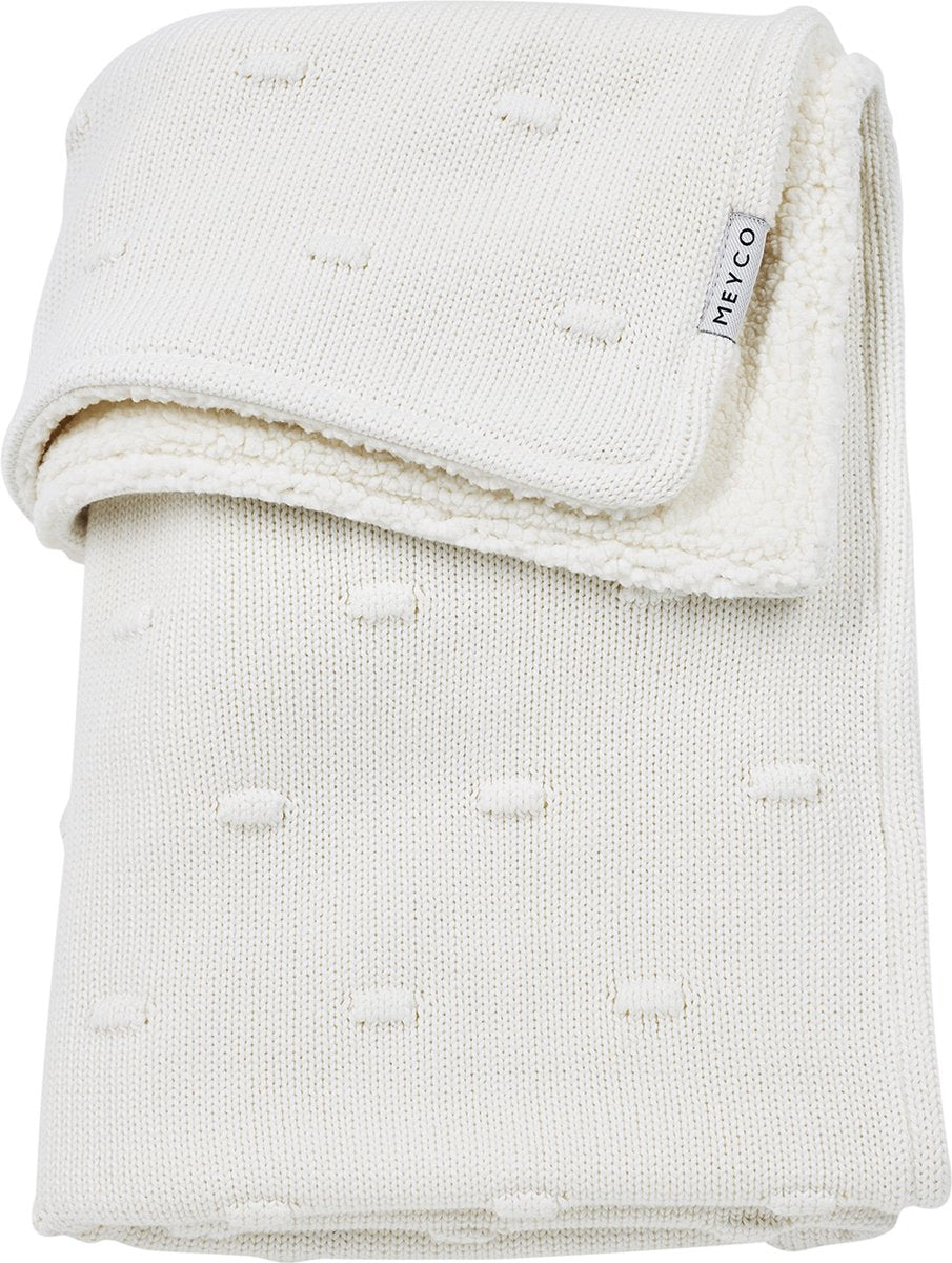 Meyco baby knots teddy ledikant deken - offwhite - 100x150cm - 2.0 tog