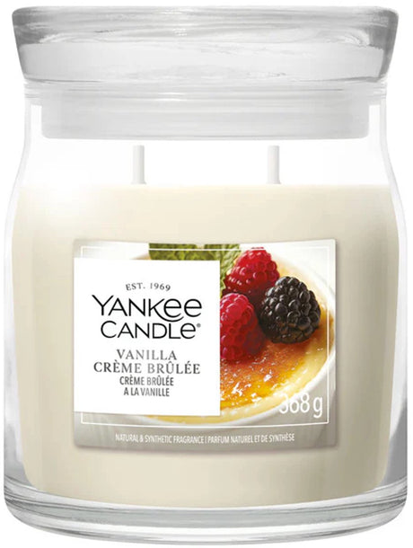 Yankee candle - vanilla creme brulee medium geurkaars - 50 branduren - 2 lonten