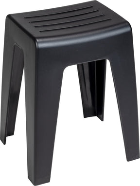 Wenko Badezimmerhocker Kumba aus schwarzem Kunststoff B38 x H47 x T32cm – Duschhocker – Duschsitz – Duschstuhl – Belastbarkeit max. 120 kg