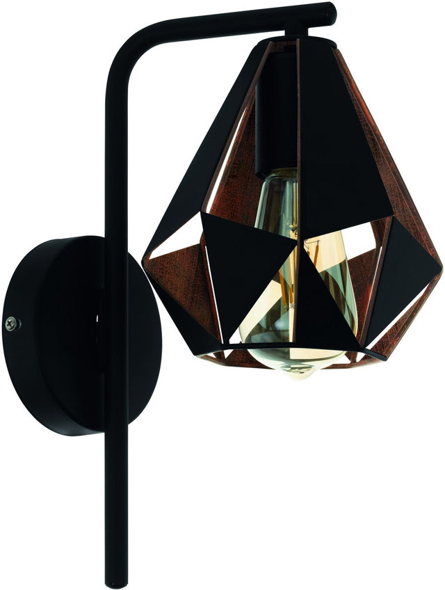 Eglo carlton 4 wandlamp - e27 - 31,5 cm - zwart koper