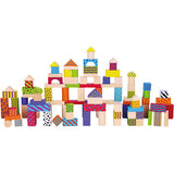 Viga Holzklötze mit Muster, Größe 3 cm, verschiedene Farben, 100 Teile 1 Set