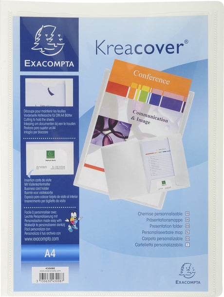 Exacompta 30x kreacover®personaliseerbare presentatiemap - soepele pp - a4 - wit - 43008e