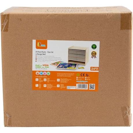Https: www.cchobby.nl viga-puzzle rack-with-12-puzzles-h-275-l-315-mm-b-235-mm-dimensions-31x27x23-cm-12x24-parts-12-parts-1-set
