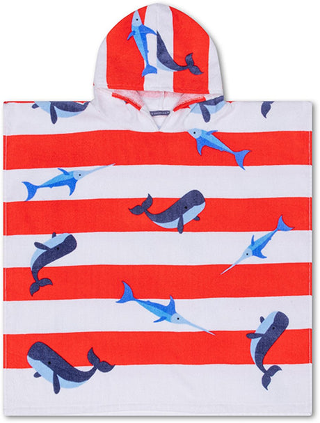 Ozeanstreifen | rot-weißer Strandponcho 65 x 65 cm