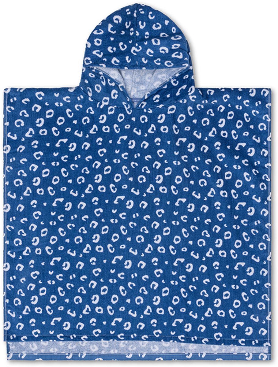 Badezubehör – Poncho – 65 x 65 cm – Kind – Leopardenmuster – 100 % Baumwolle – Blau
