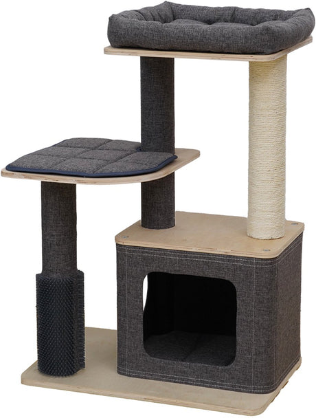 Ebi Kratzbaum Tapei Leinenstoff grau 58 x 38 x 84 cm – Katze