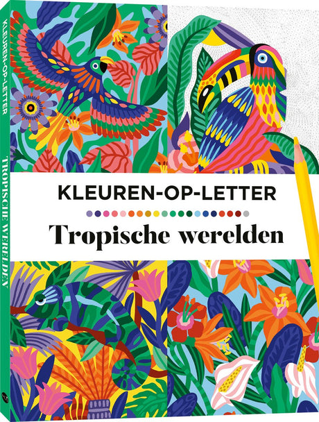 Uitgeverij mus kleuren op letter tropische werelden