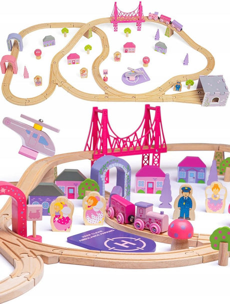 Bigjigs Holzeisenbahn-Set City – Rosa