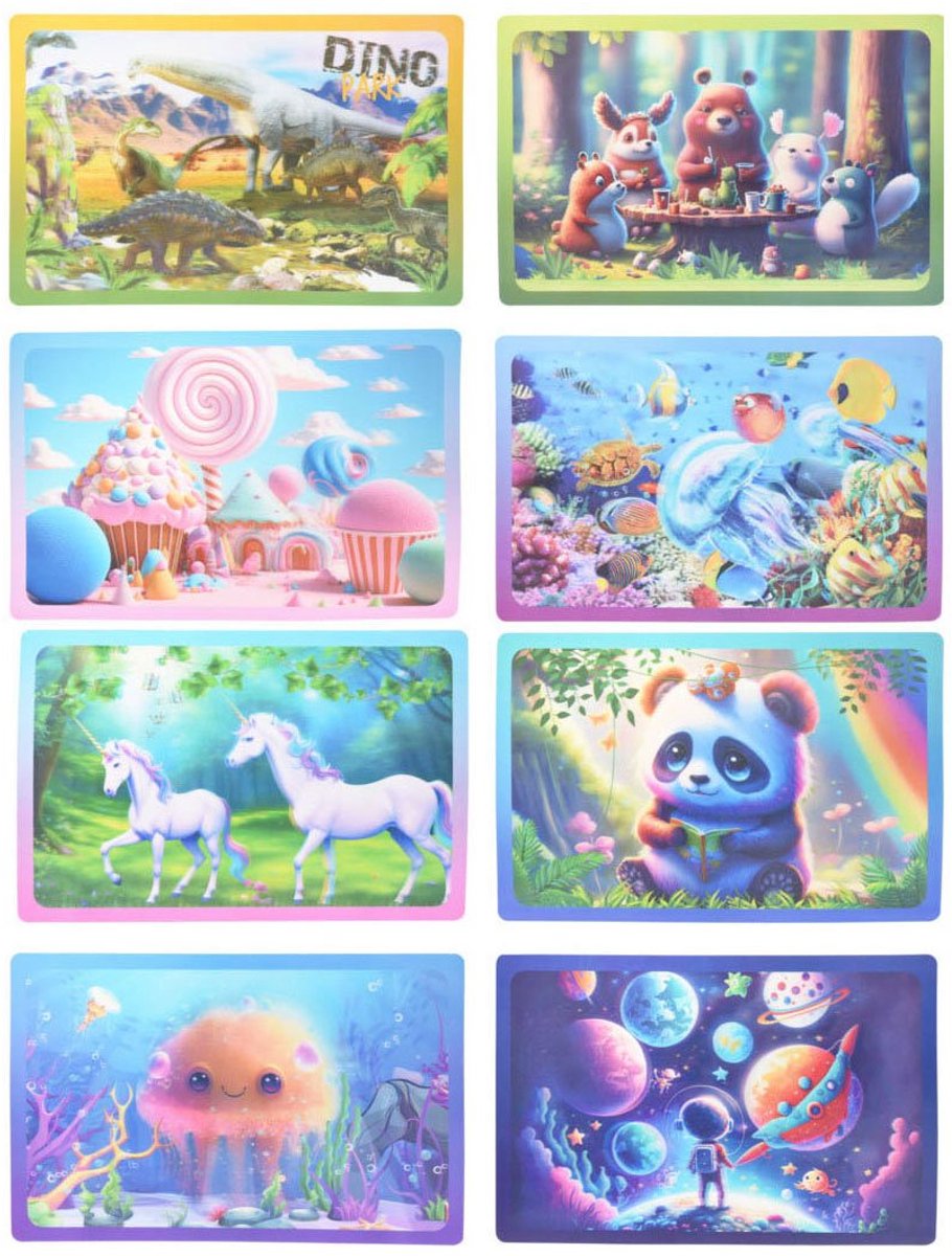 Holografische Tischsets, 16 Stück.
