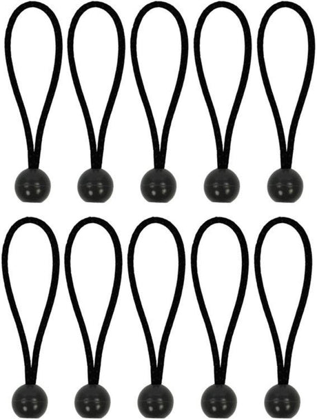Proplus set van 10 tentspanners 15 cm – voor tentzeil partytent en spankoord – met kunststof bal – zwart