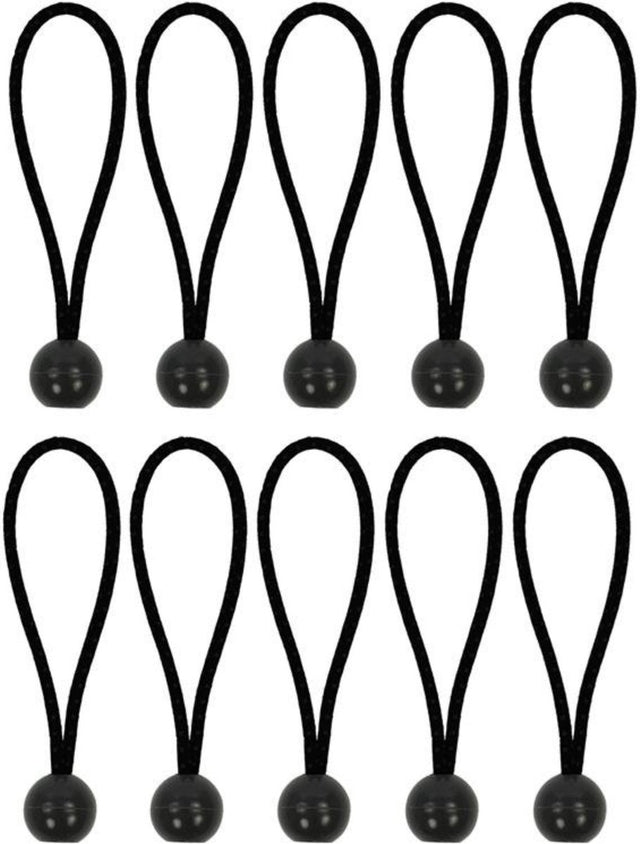 Proplus set van 10 tentspanners 15 cm – voor tentzeil partytent en spankoord – met kunststof bal – zwart