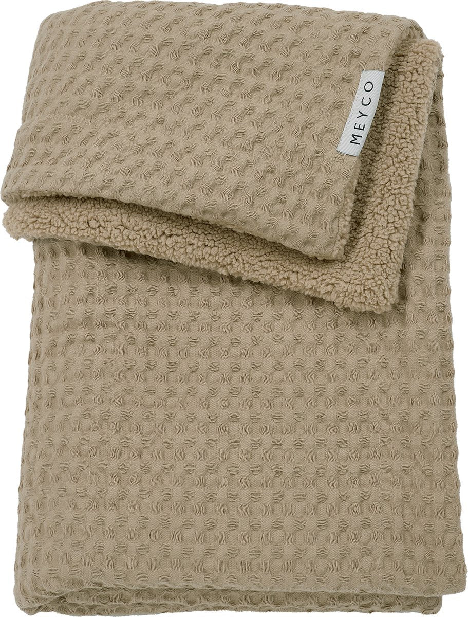Meyco Baby-Waffle-Teddy-Kinderbettdecke – Taupe – 100 x 150 cm – 2,0 Tog