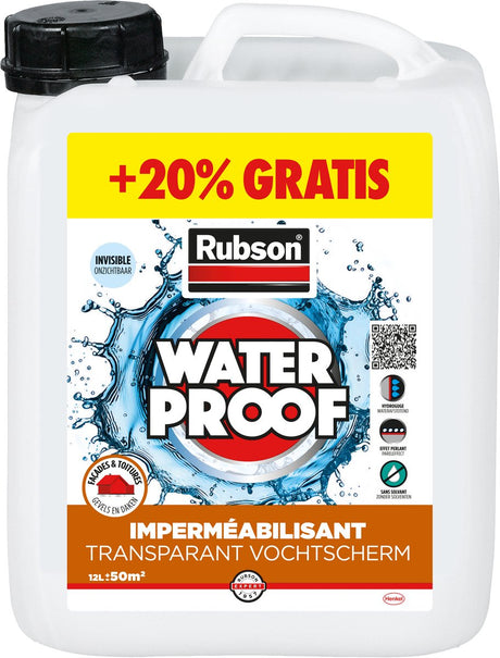 Rubson transparente Feuchtigkeitsbarriere 12 Liter | feuchtigkeitsbeständige Beschichtung Außenwand Fassade Dachimprägnierung