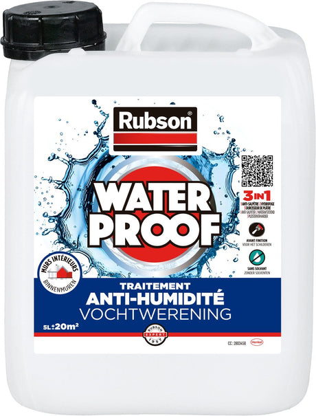 Rubson feuchte Innenwandbeschichtung 5 l Krug | feuchte Innenwandbeschichtung | wasserdichte Beschichtung | Feuchtigkeitskontrolle transparent