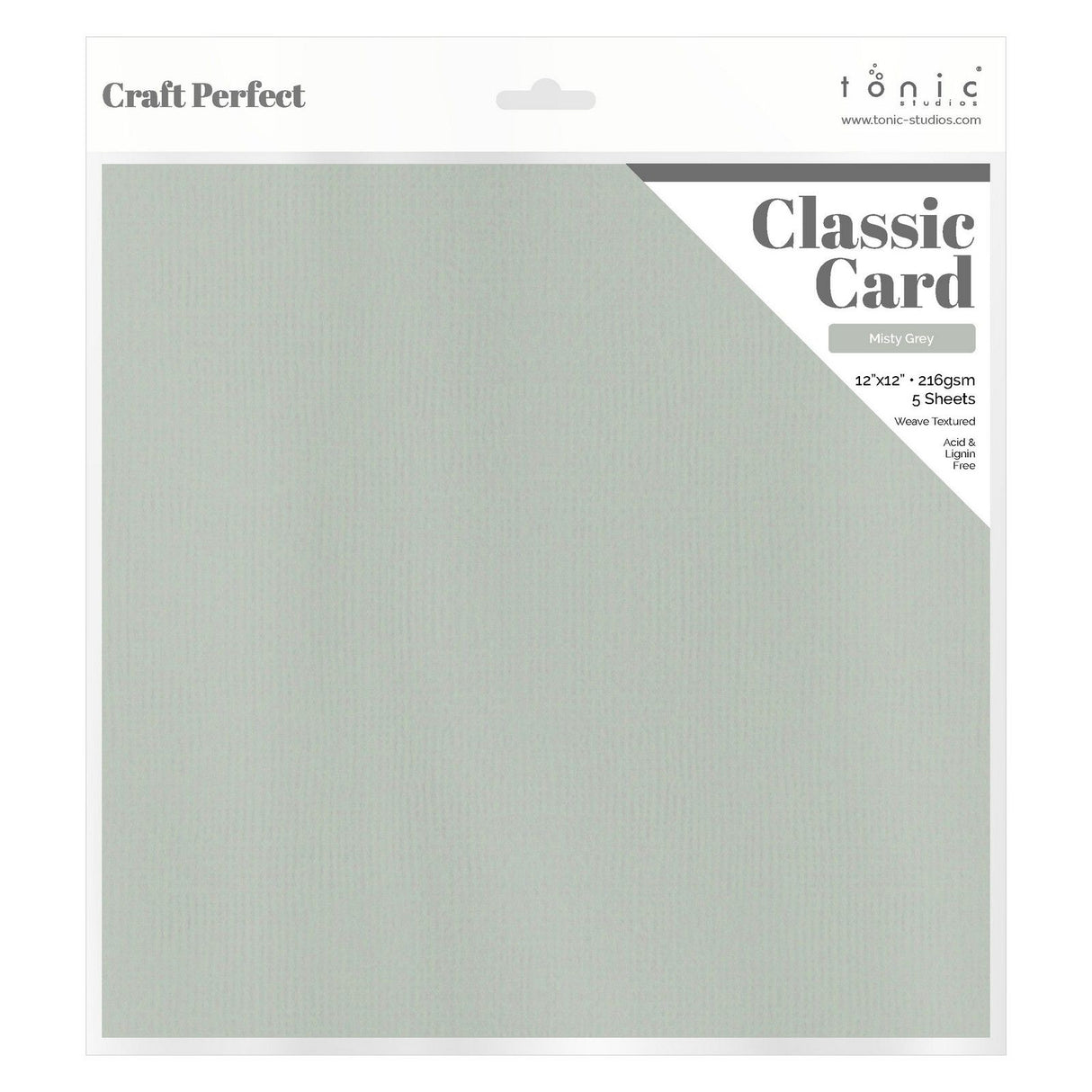 Craft Perfect von Tonic Studios Craft Perfect • Klassischer Karton, 216 g, 30,5 x 30,5 cm, Nebelgrau, 5 Stück