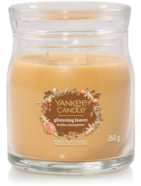Yankee Candle – mittelgroße Duftkerze mit glitzernden Blättern – 50 Brennstunden – 2 Dochte